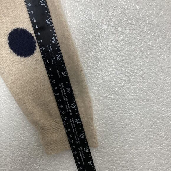 Boden Sweater Womens Large Beige Navy Polka Dot Cashmere Crewneck Knit Pullover - Picture 10 of 16